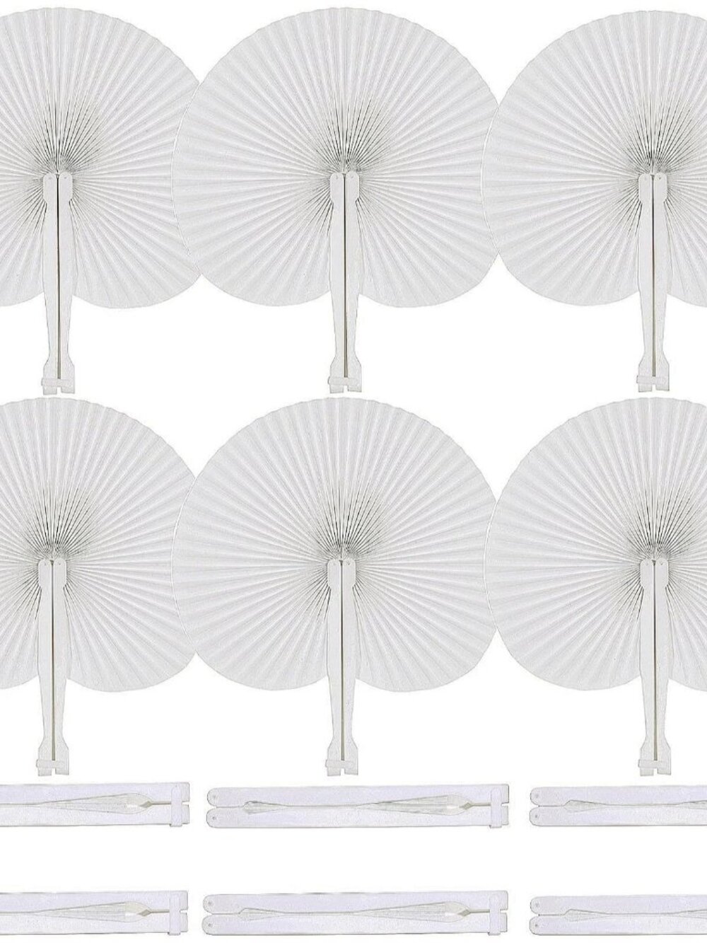 60 Pcs White Round Paper Fans